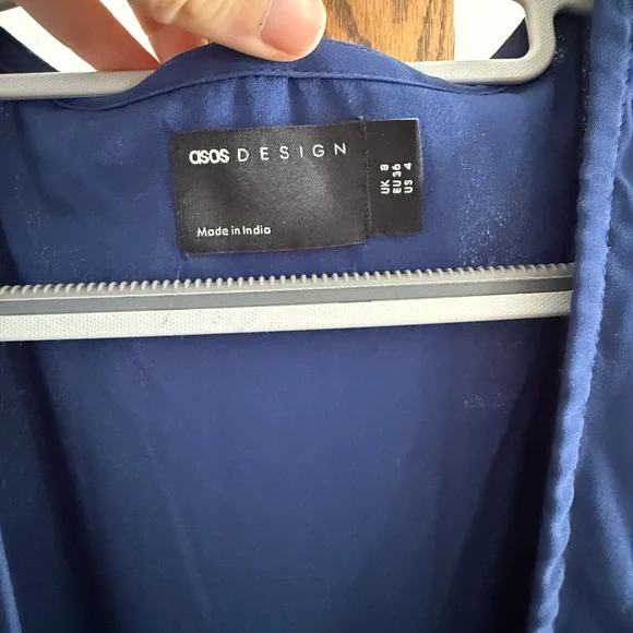 ASOS Blue Long Sleeve Wrap Gown - Picture 4 of 6